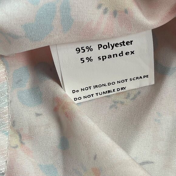 Live Cloth Dress Large Pink Blue Floral Maxi Smocked Waist Tie V-neck Button Up - Picture 14 of 16